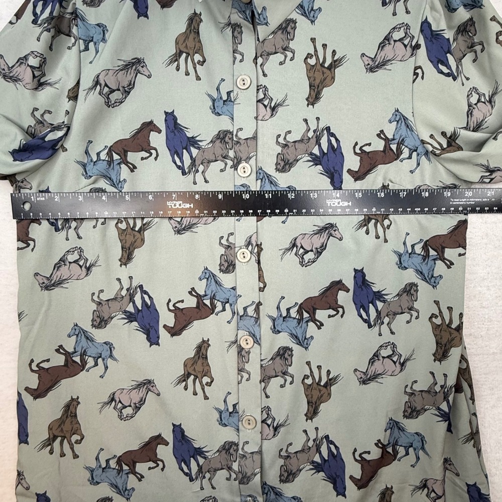 VTG Womens Horse all over Print Shirt Dress M USA cowgirl western equestrian - Picture 5 of 9